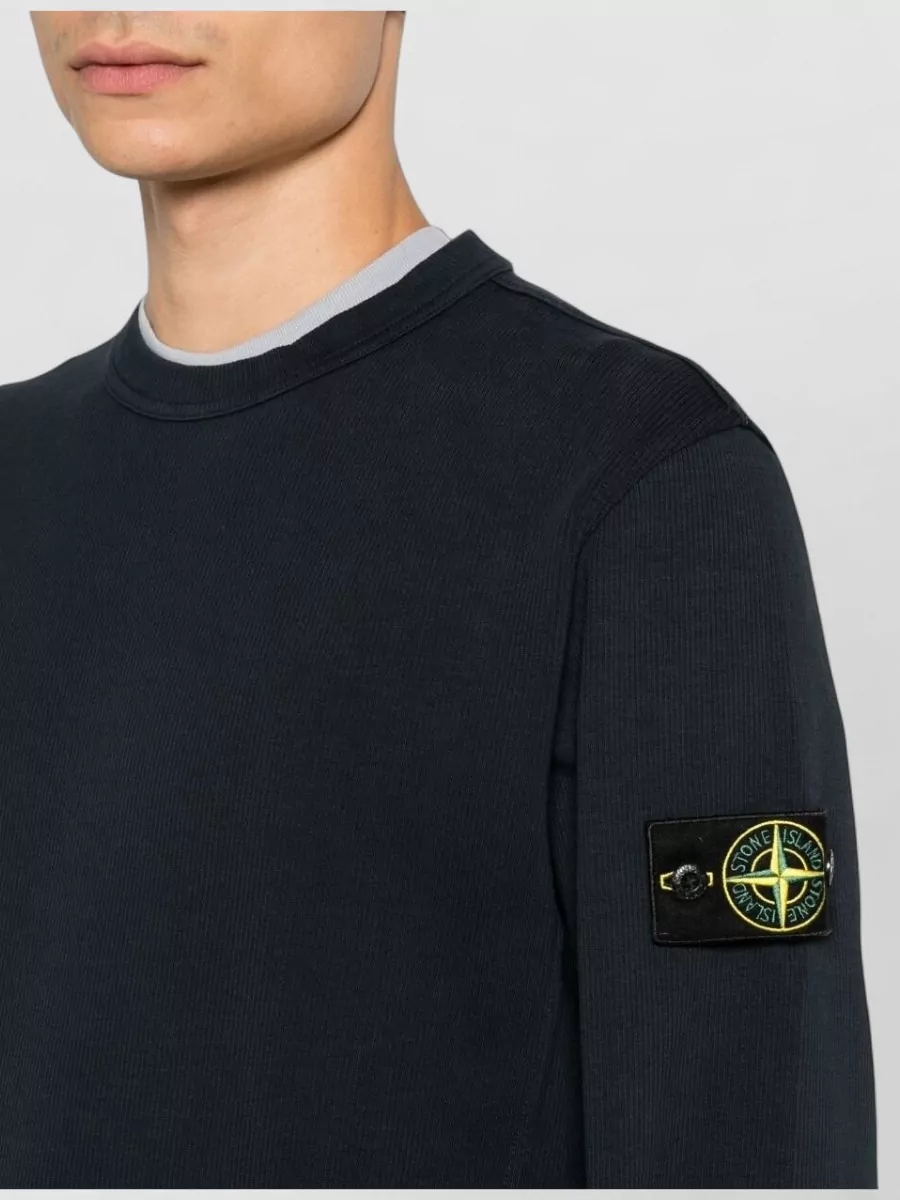 Stone Island Cotton Ribbed Crew Neck Long-Sleeve Sweatshirt