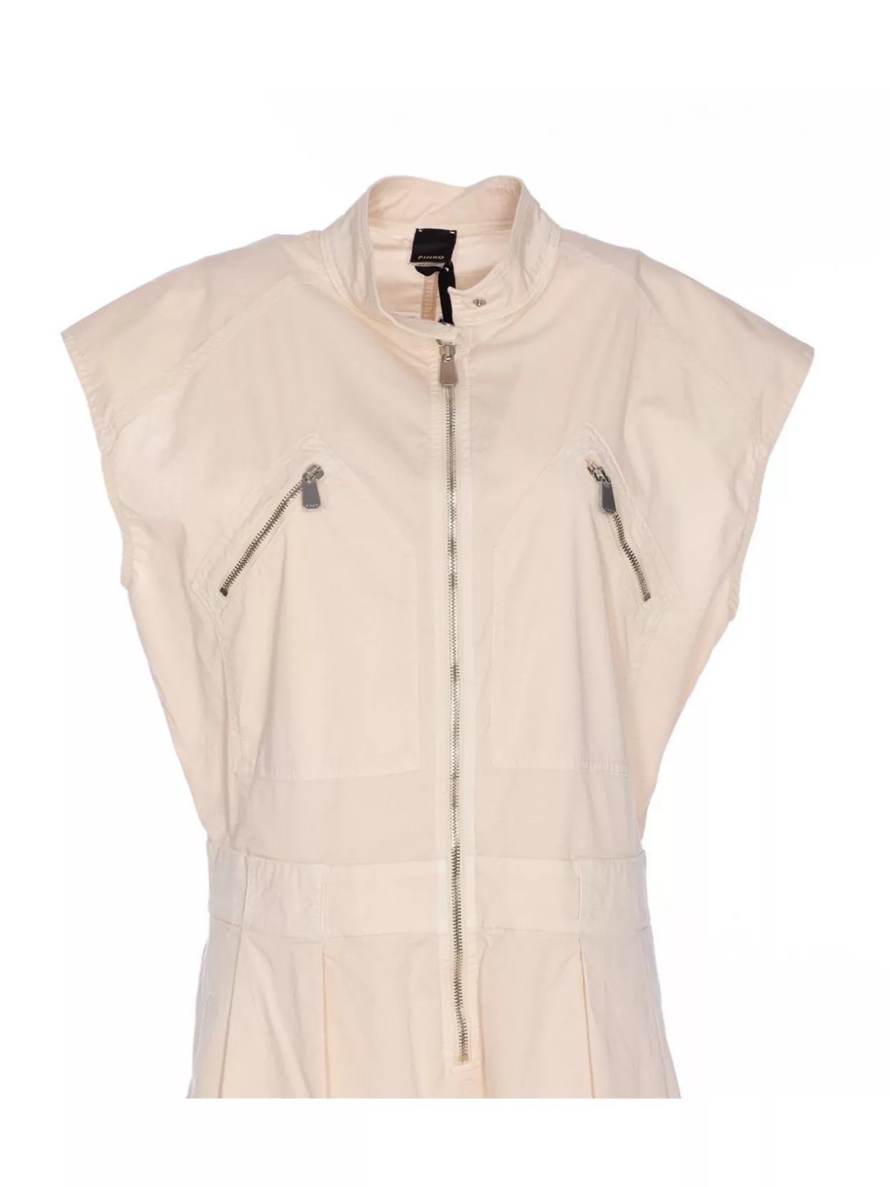 Pinko Dress With Zip Pockets And Elastic Waistband In Neutral