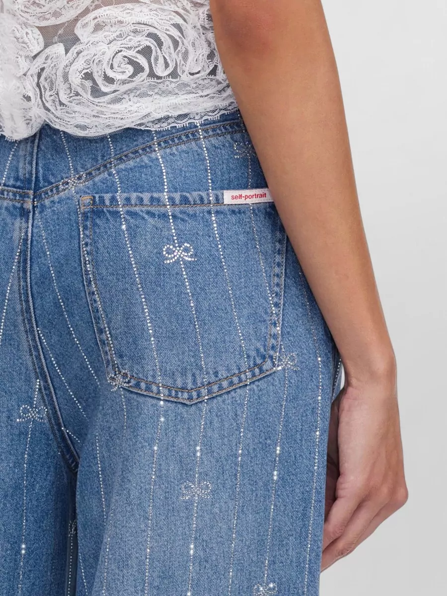 Self-Portrait High-Rise Straight-Leg Denim Jeans