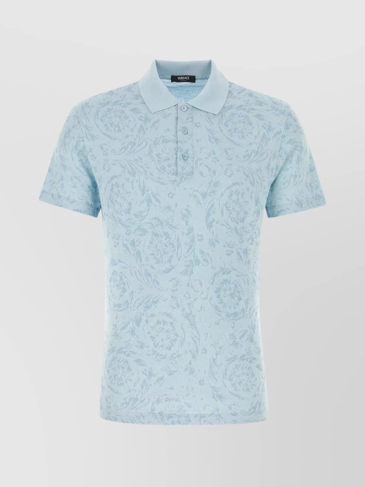 Shop Versace Floral Barocco Polo Shirt In Blue
