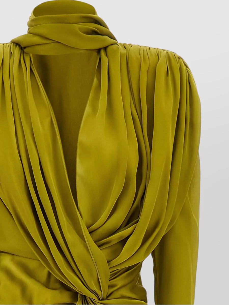 Balmain Silk Draped Knotted Maxi Dress