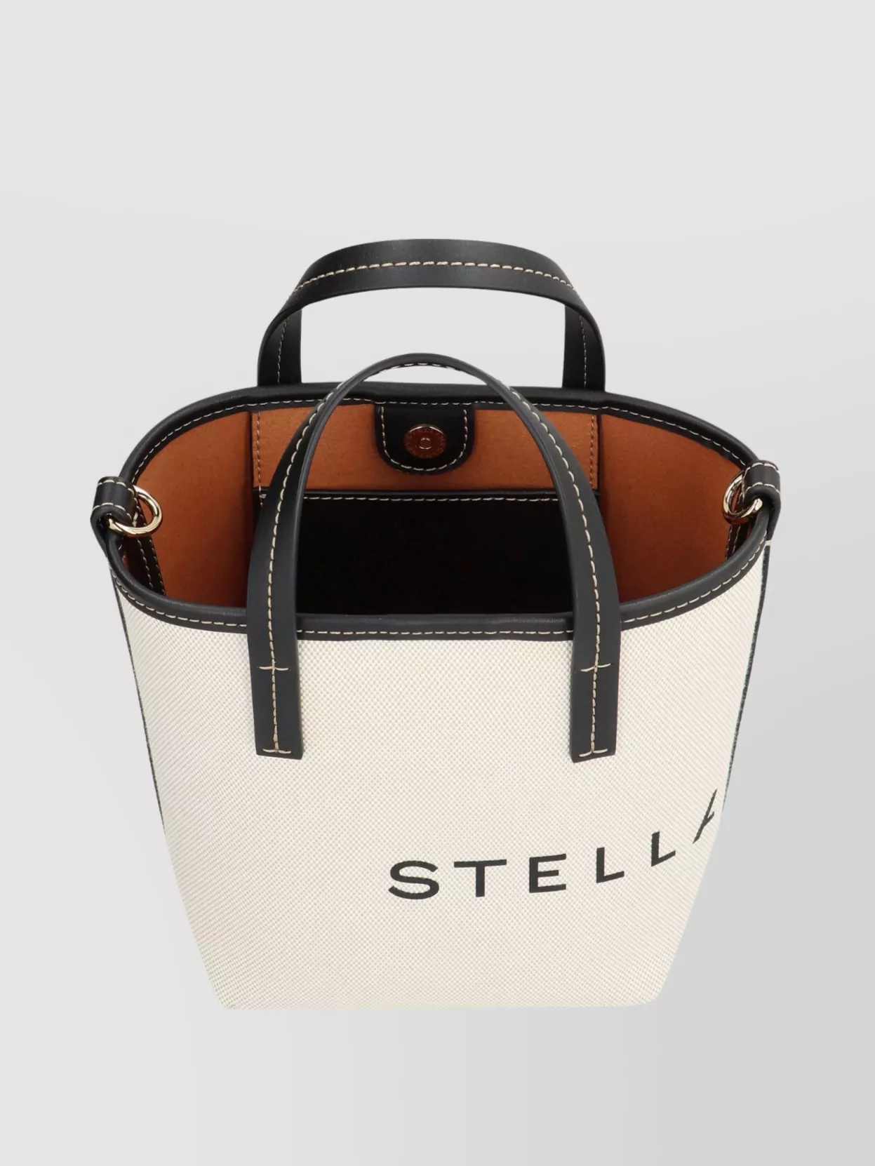 Stella Mccartney Leather Strap Canvas Tote Bag