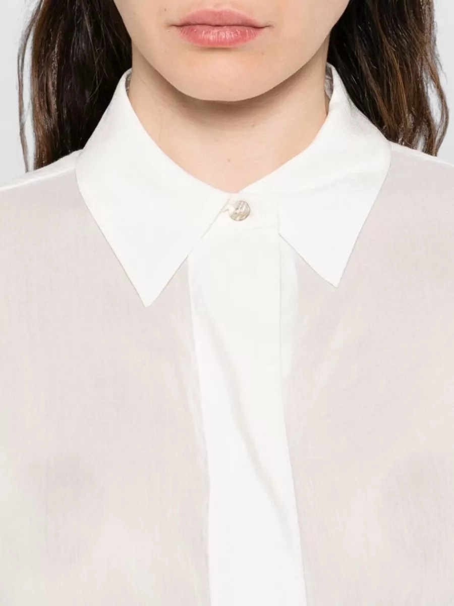 Forte Forte Sheer Long Sleeve Shirt Point Collar