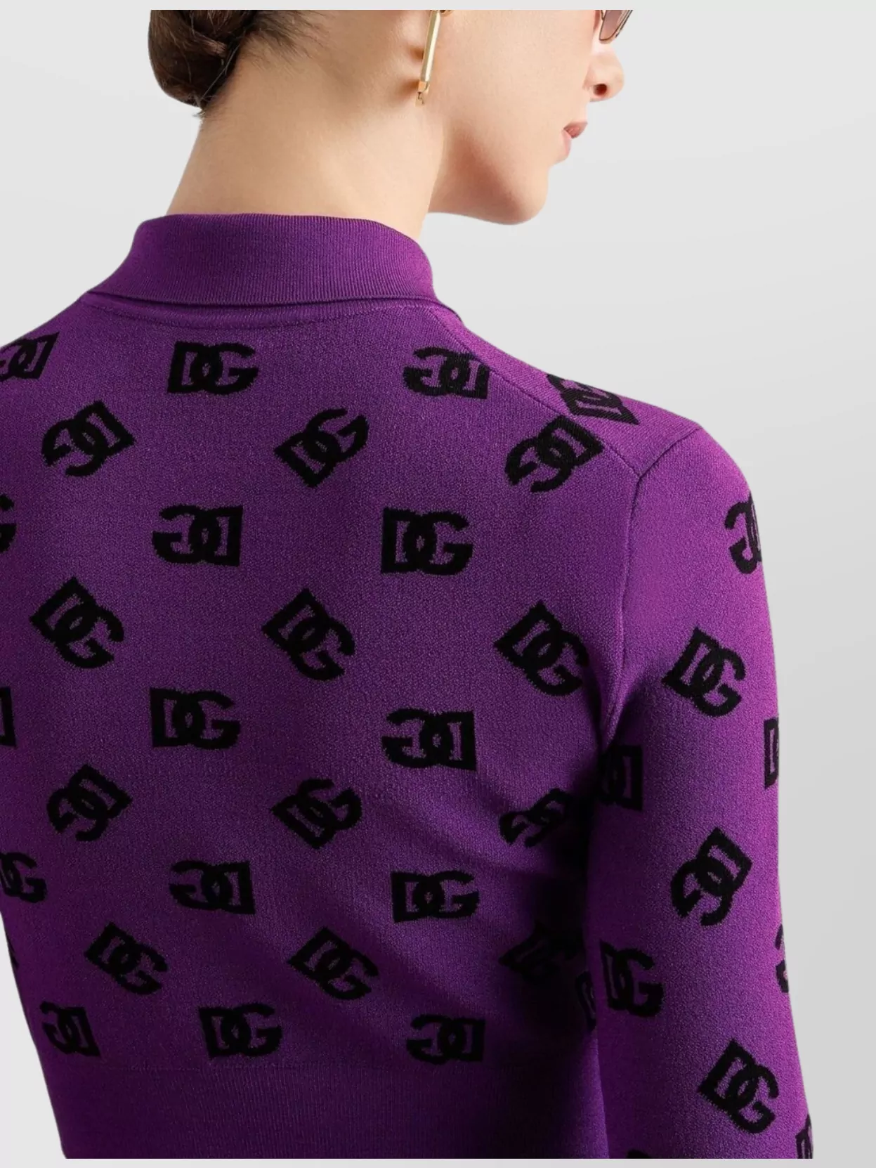 Dolce&Gabbana Jacquard Viscose Long-Sleeve Polo Top