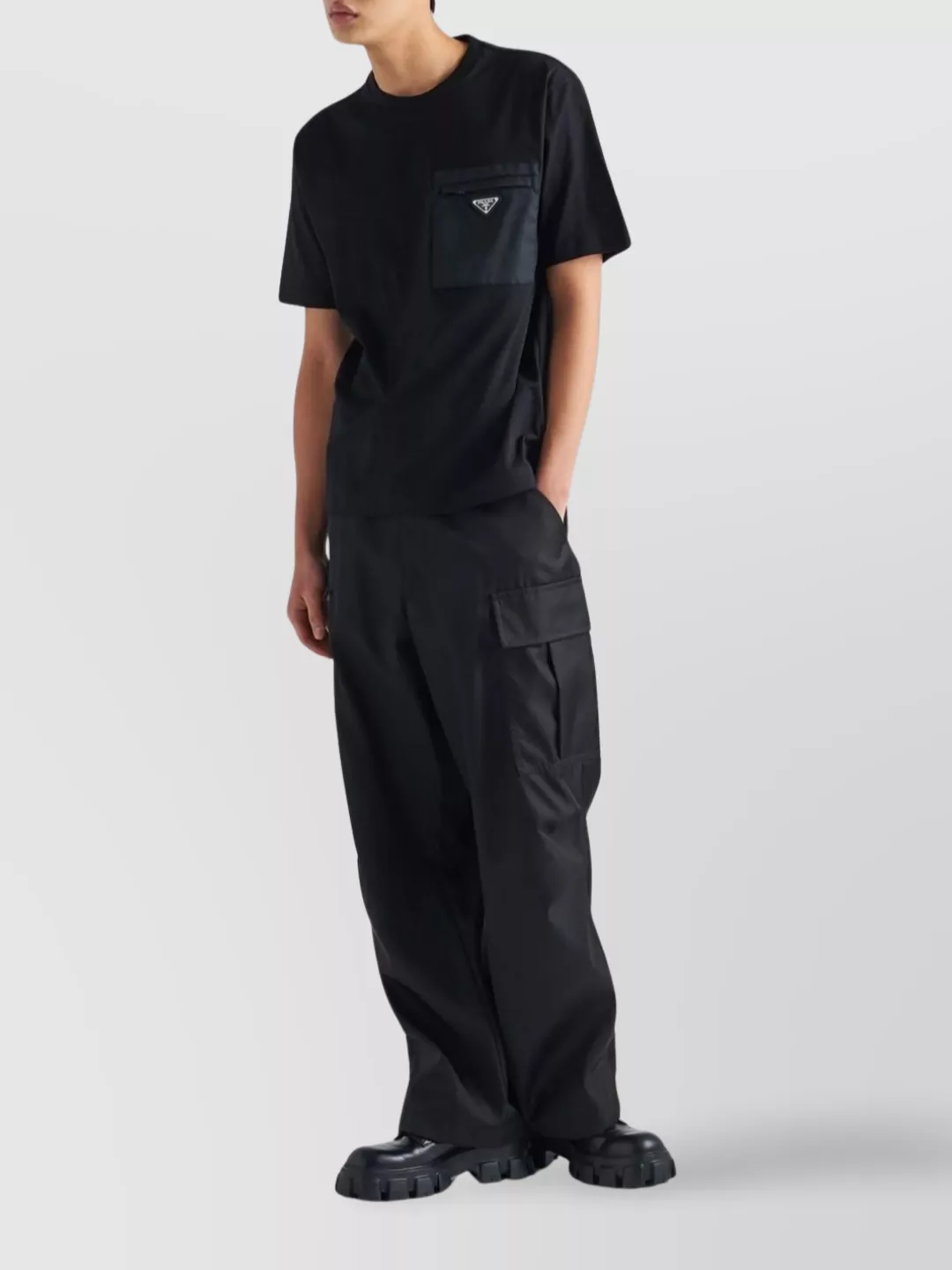 Prada Short Sleeve Crew Neck T-Shirt With Pocket