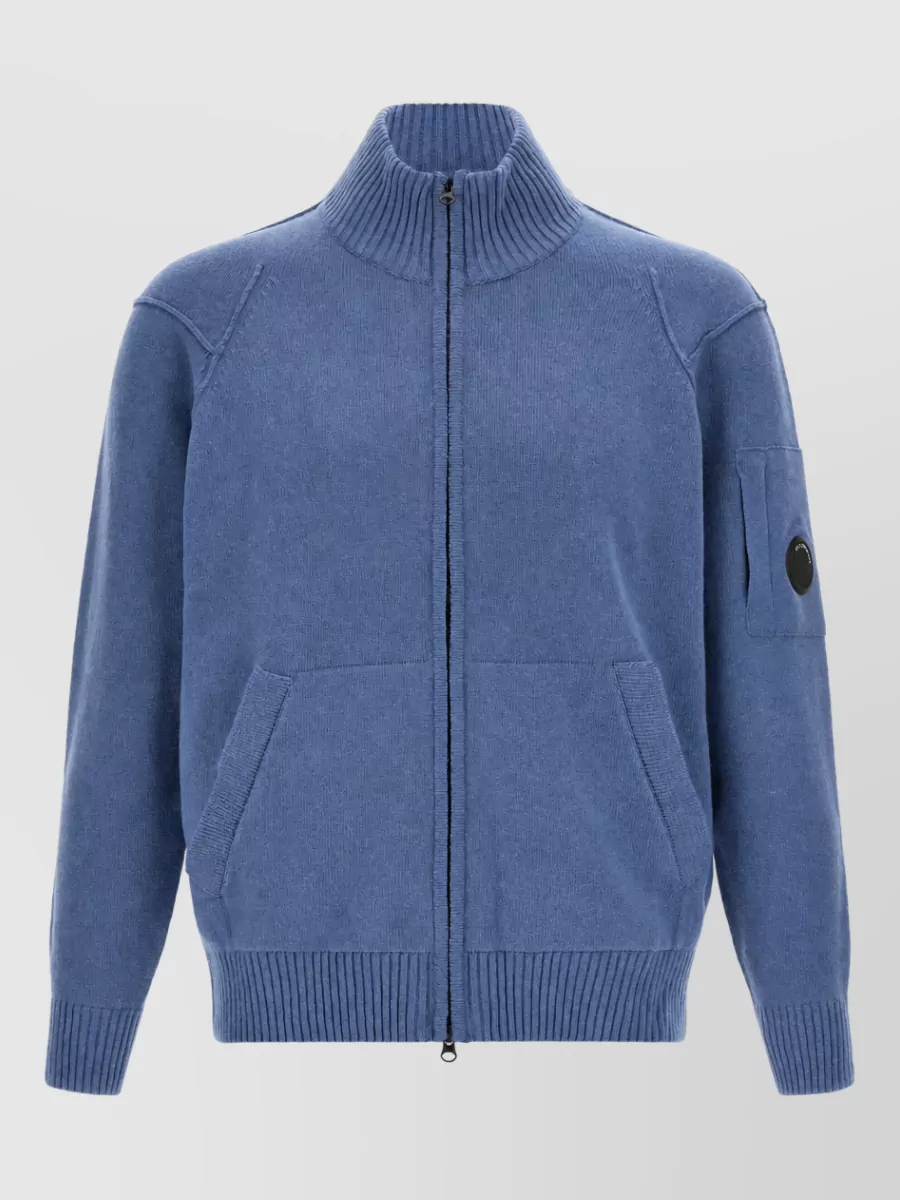 C.P. Company wool ribbed high neck zip cardigan