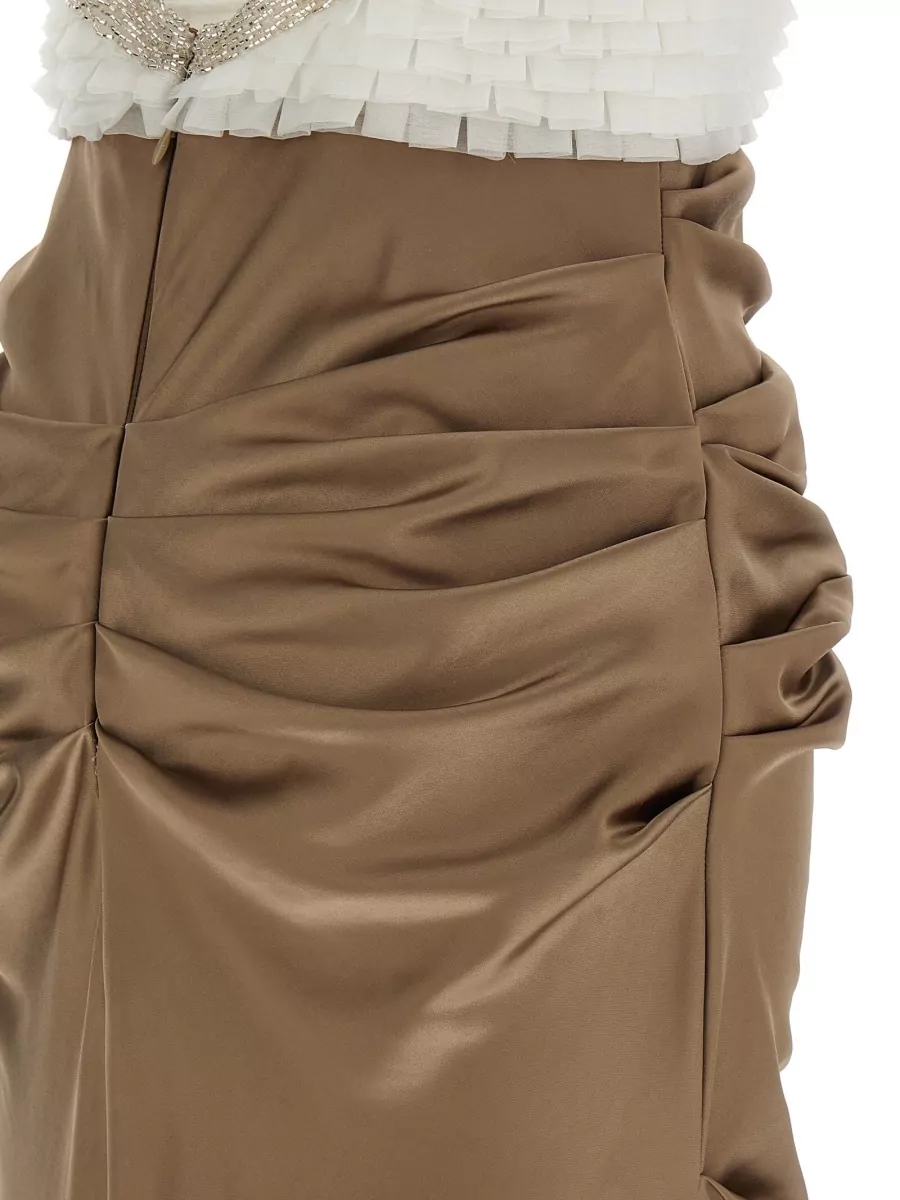Elisabetta Franchi Sleeveless Square Neck Draped Maxi Dress