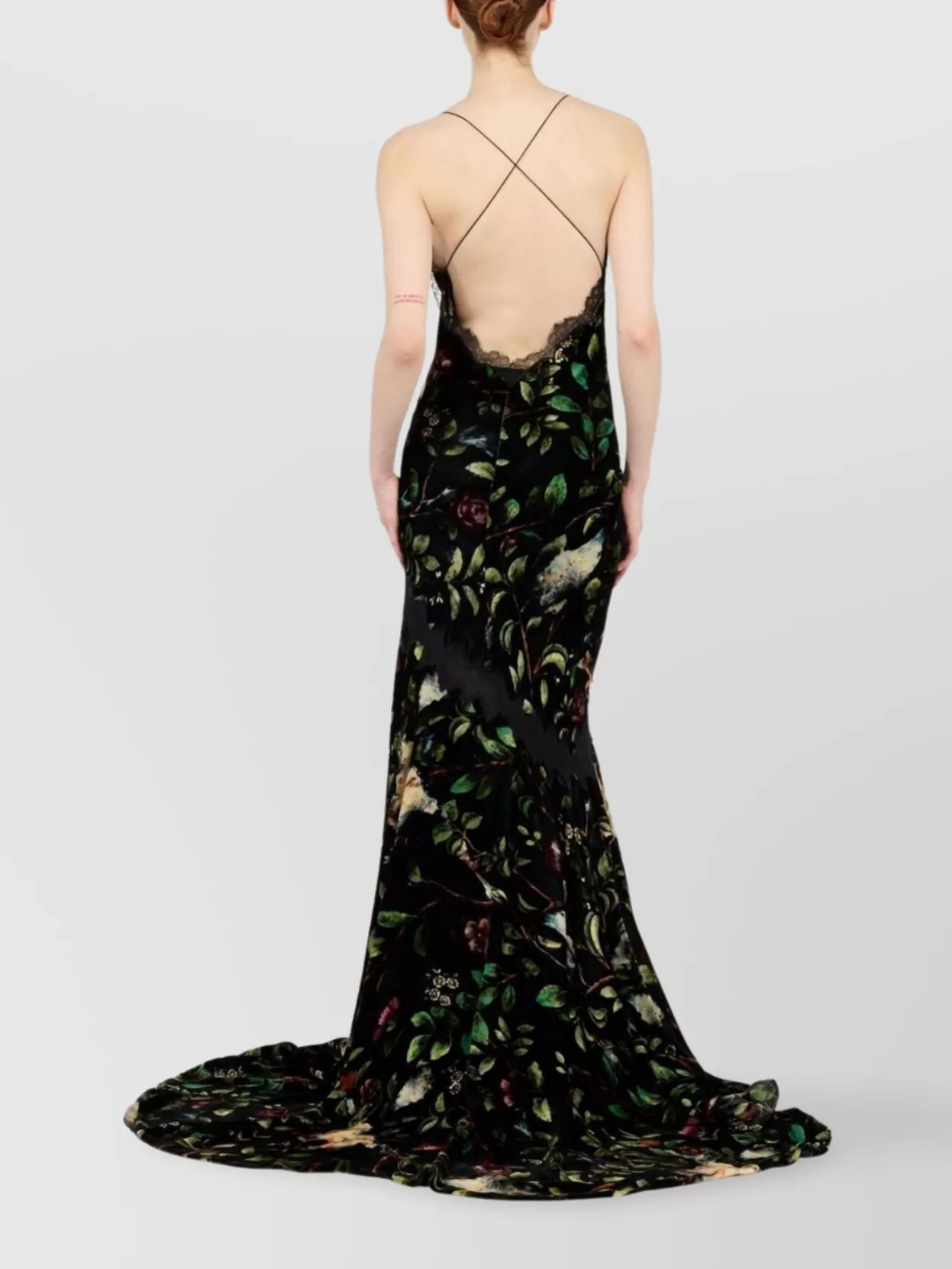 Roberto Cavalli Floral Spaghetti Strap Dress With Side Slit
