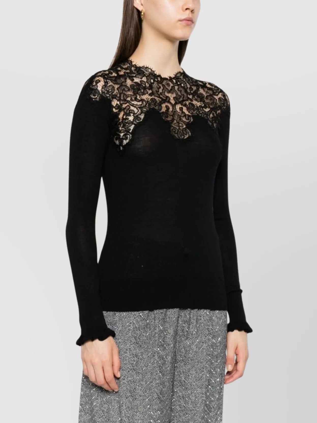 Ermanno Scervino Lace Detailed Wool Sweater