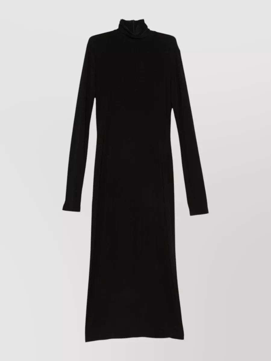 Norma Kamali Turtleneck Long-Sleeve Midi Dress