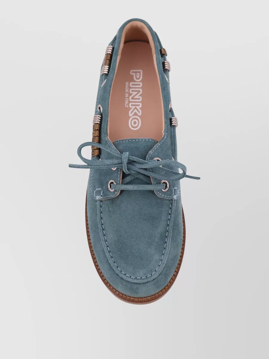 Pinko Loafers Round Toe Lace Detail Rubber Sole