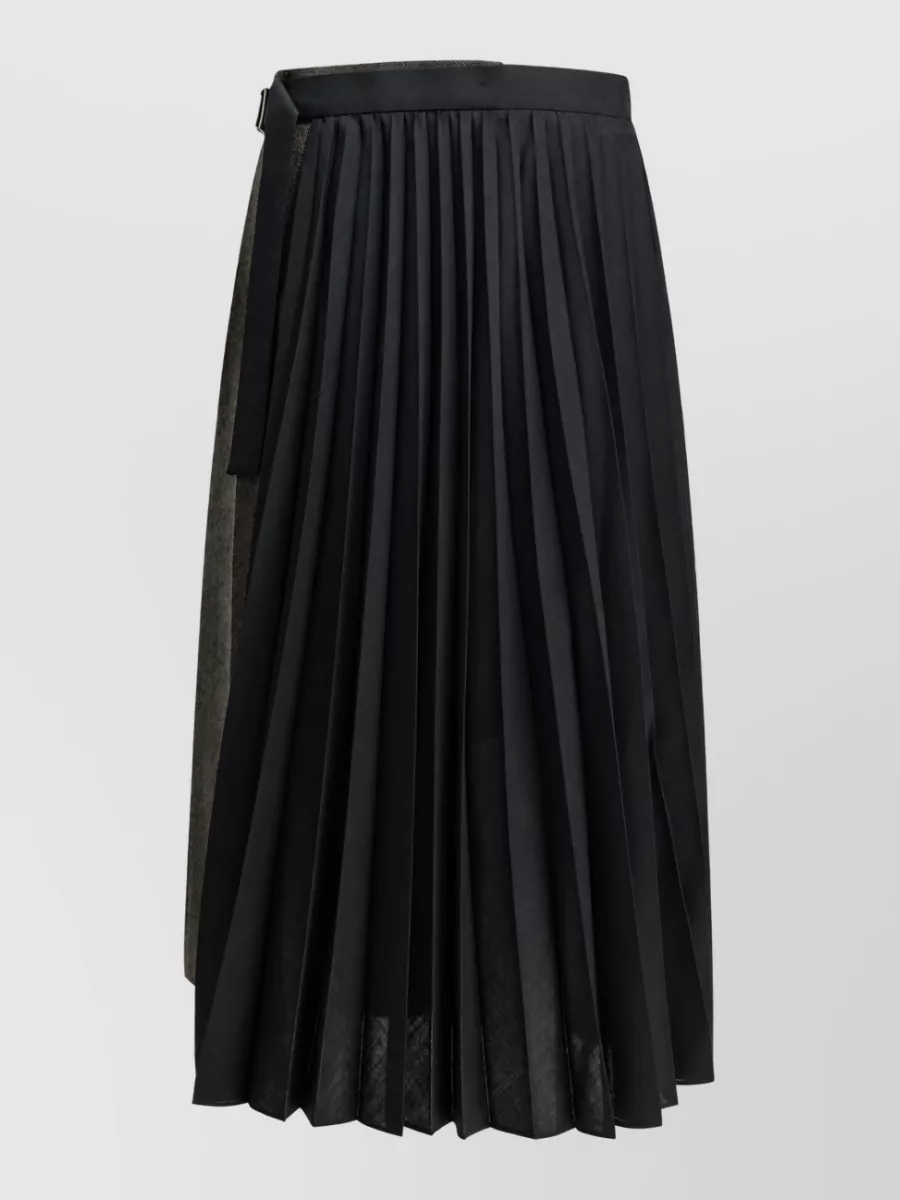 Sacai Wool pleated midi skirt