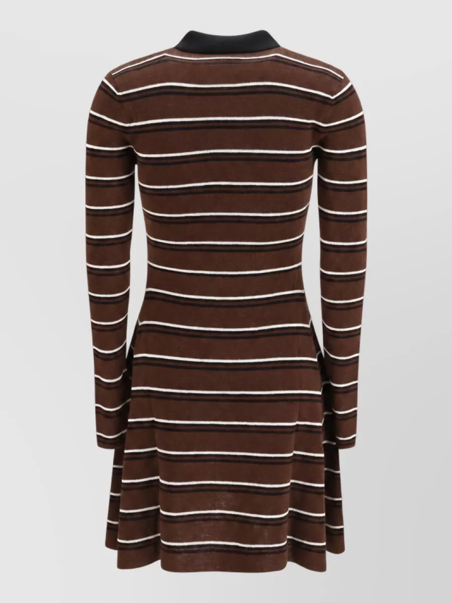 Ganni Striped Wool Polo Mini Dress