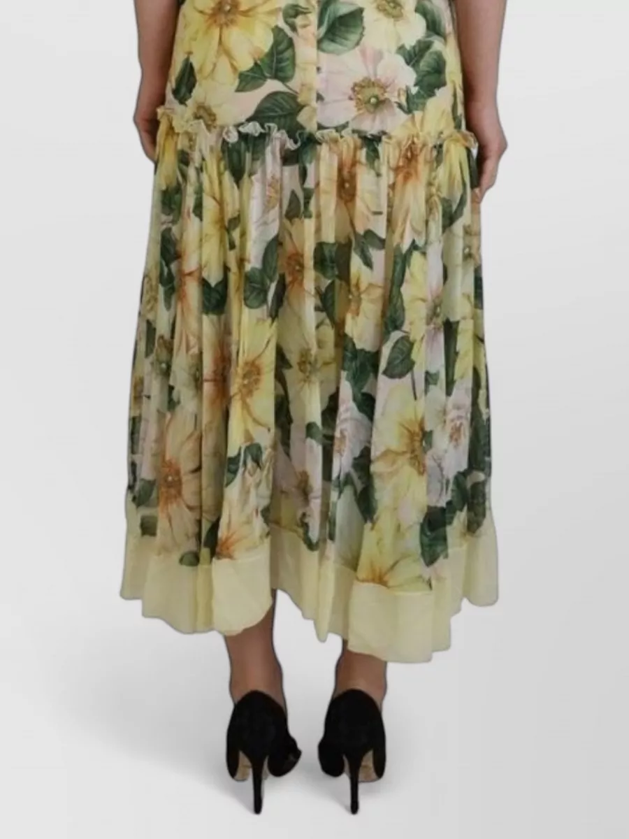 Dolce&Gabbana Silk Floral Print Short Sleeve Maxi Dress