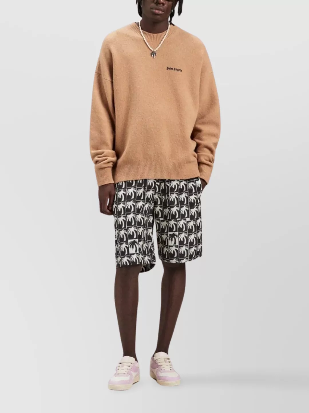 Palm Angels Logo Ribbed Crewneck Sweater