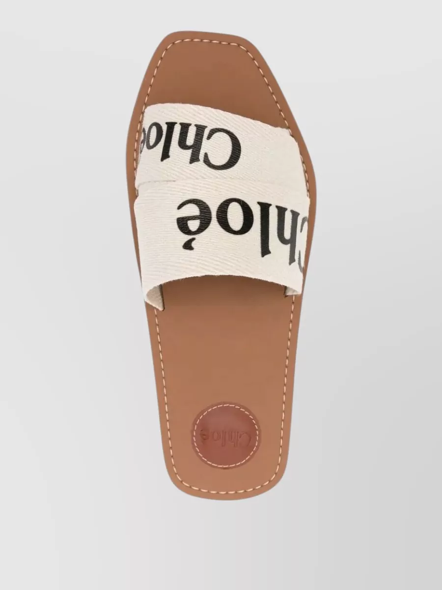 Chloé Linen Flat Slides