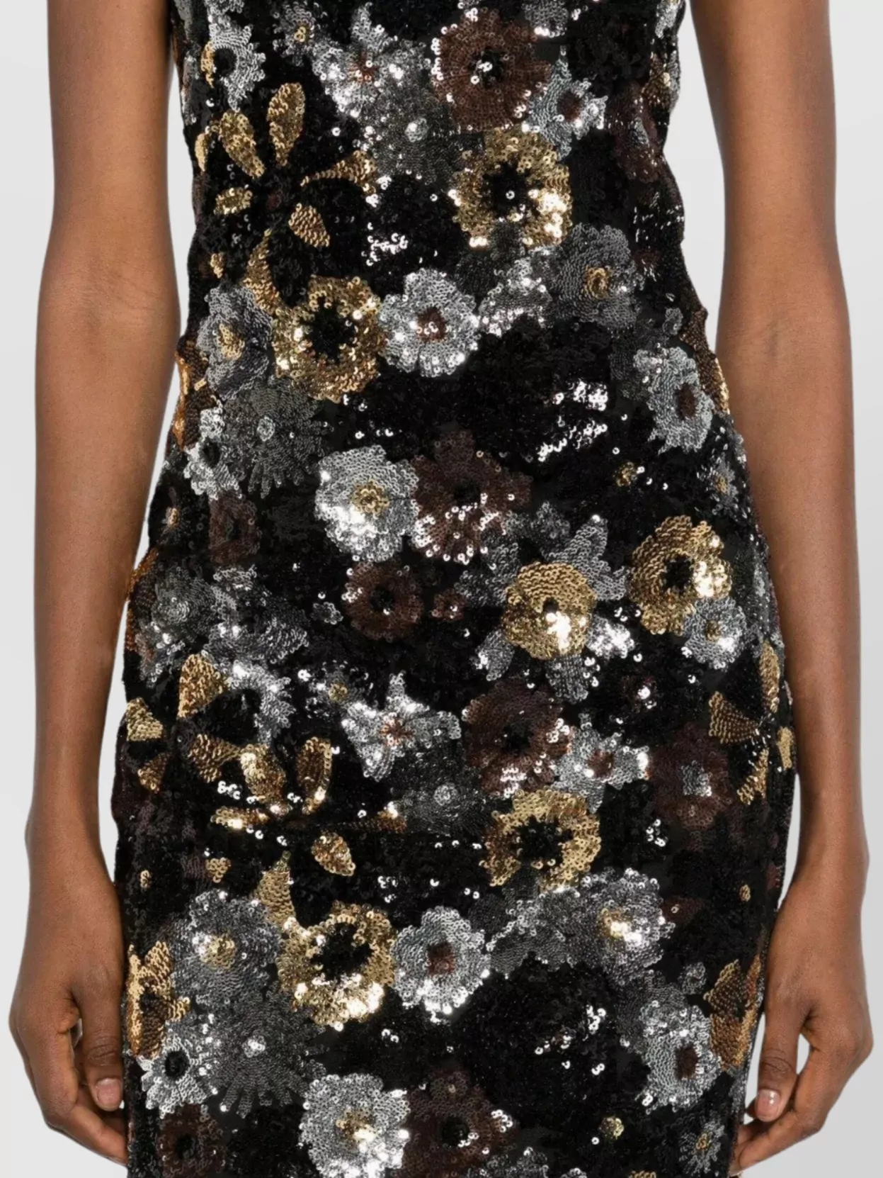 S Max Mara Floral Midi Dress With Slit And Sequins