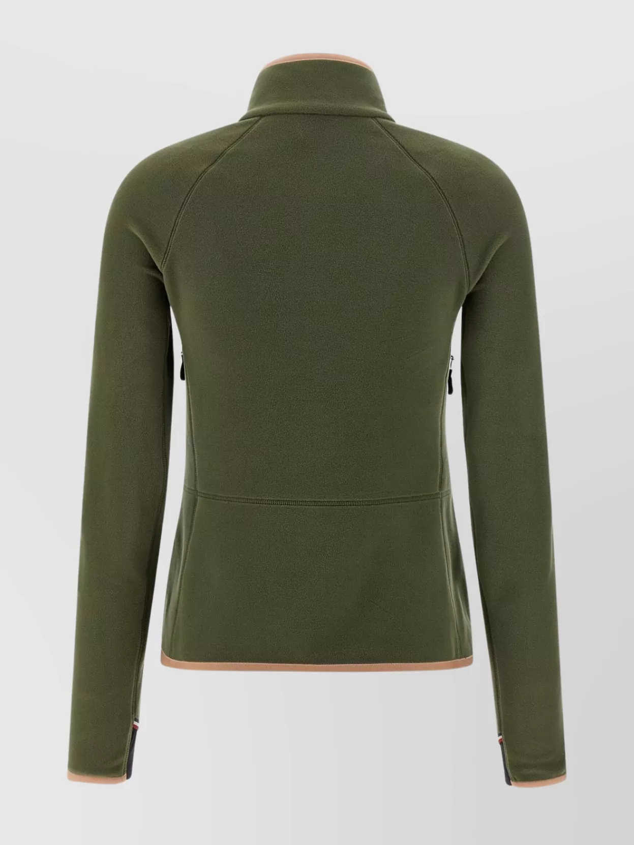 Moncler High Collar Long Sleeve Cardigan Sweater In Green