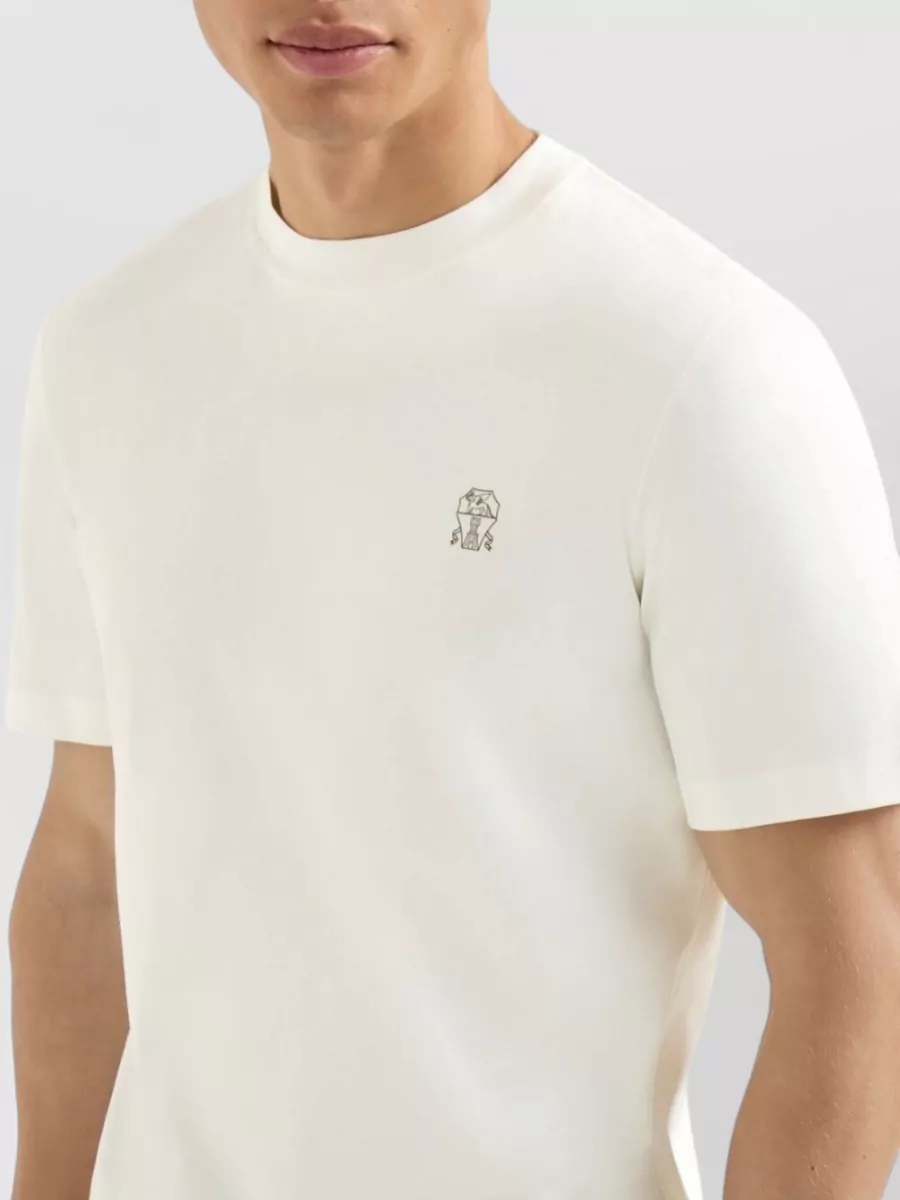 Brunello Cucinelli Cotton Logo Print Short Sleeve T Shirt