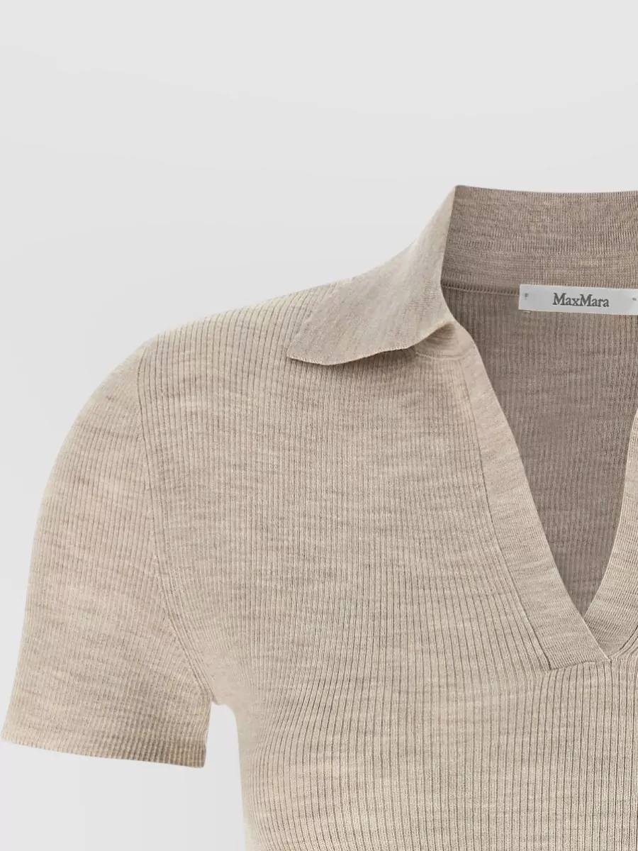 Max Mara Mxmalbero Ribbed Polo Shirt V Neck
