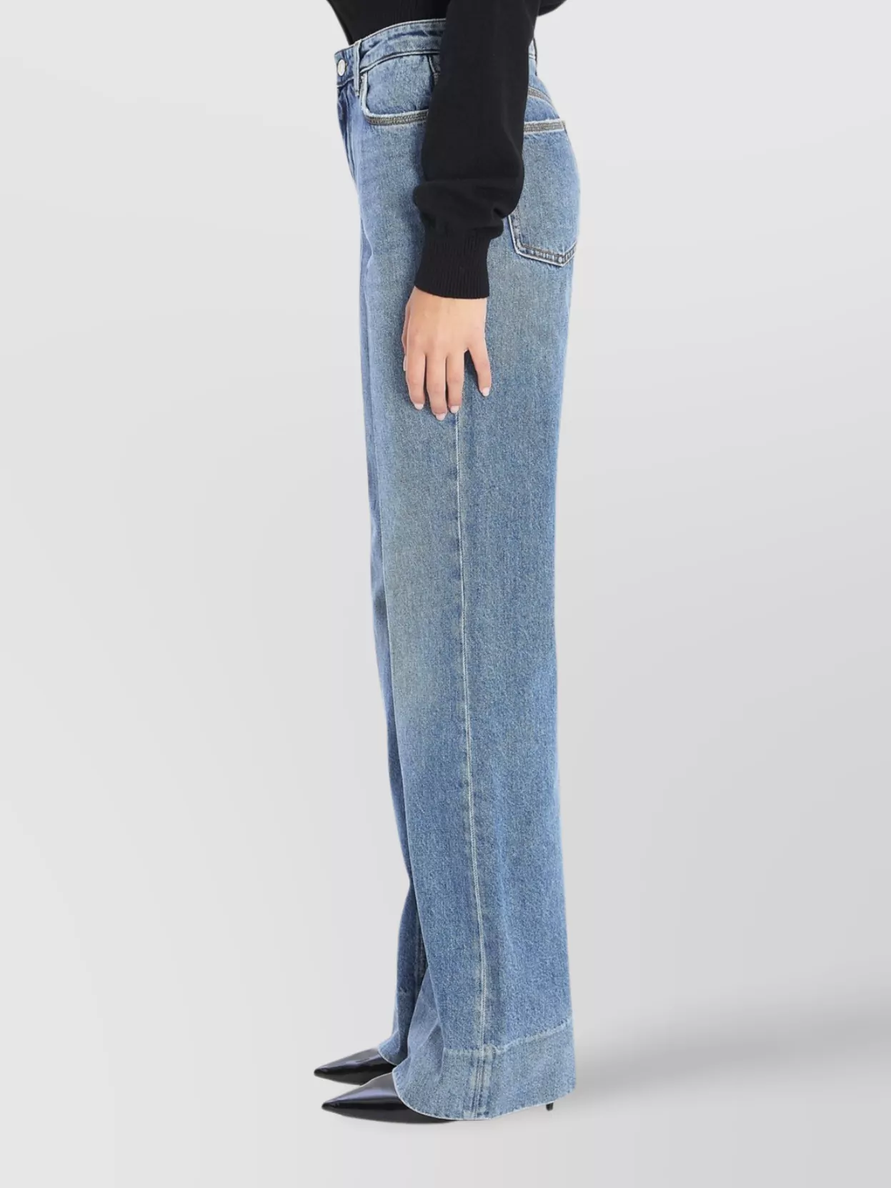 Dolce & Gabbana High-waist Wide-leg Trousers Crease Effect In Blue