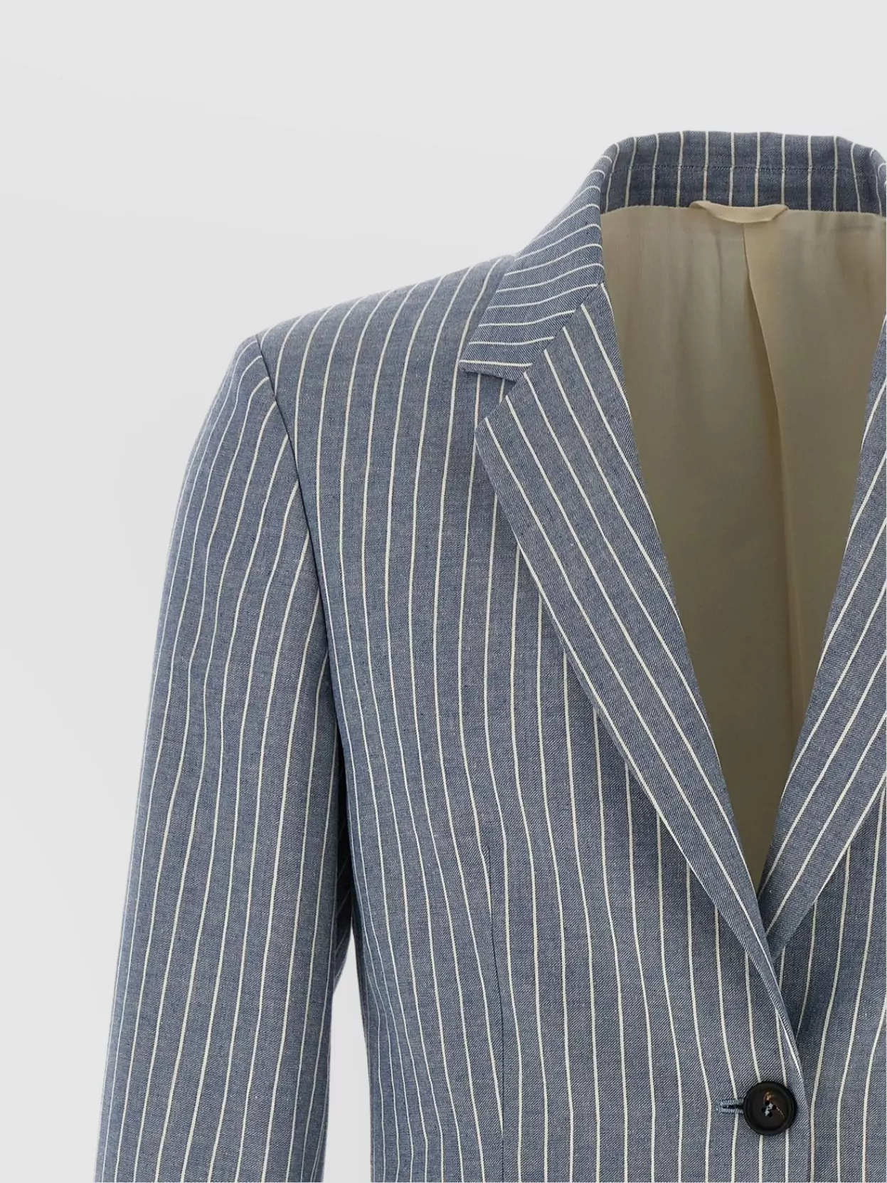 Brunello Cucinelli Striped Twill Blazer Lapel Pockets