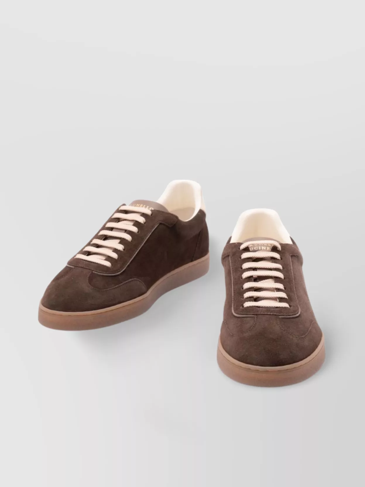 Brunello Cucinelli Low-Top Suede Sneakers With Contrasting Heel