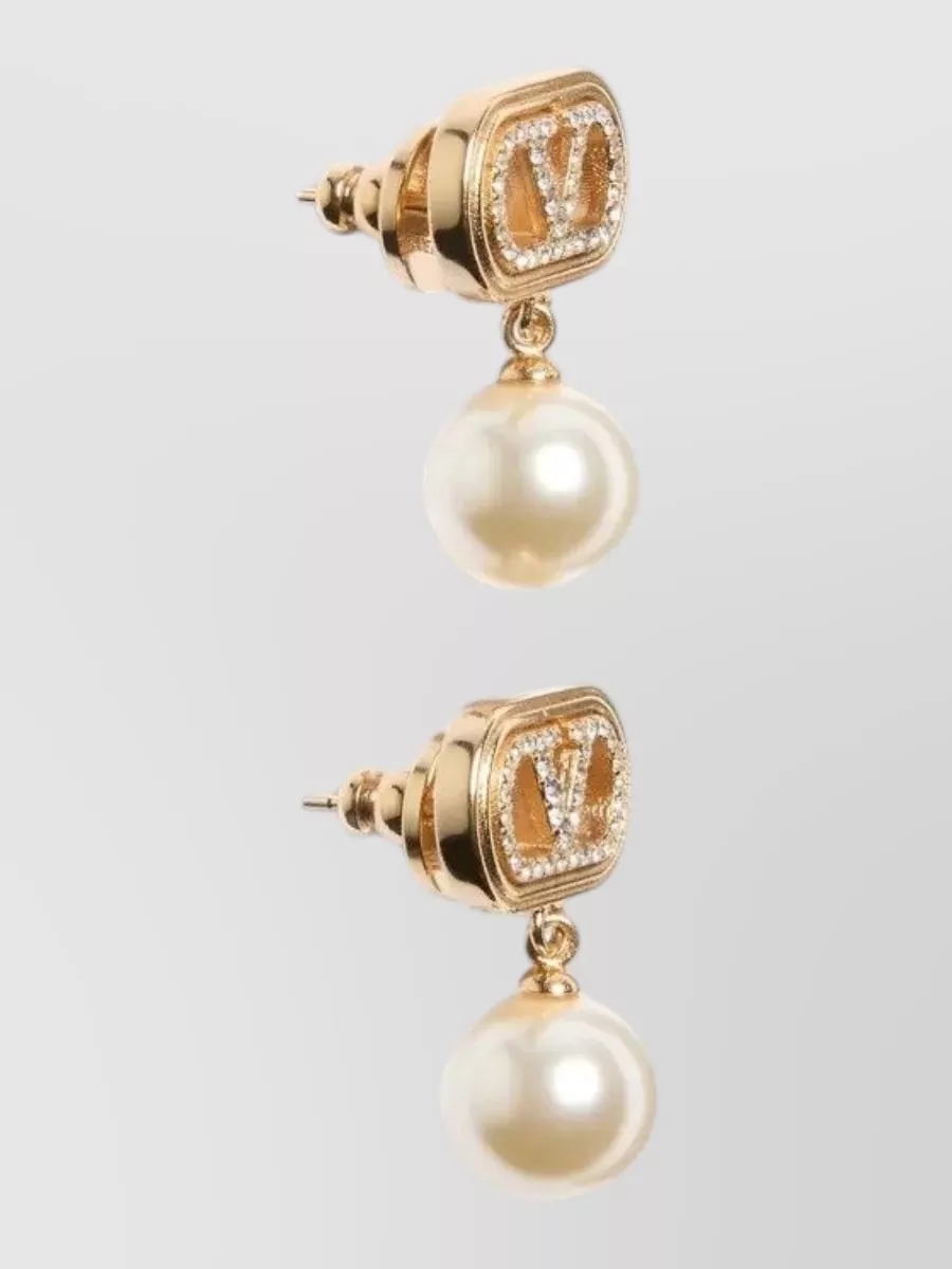 Valentino Garavani Metal Pearl Earrings