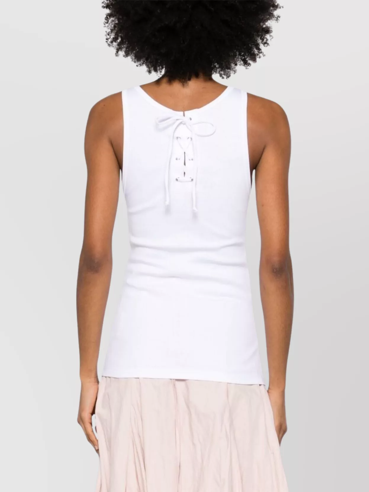 Prada Back Lace-up Scoop Neck Sleeveless Top In White