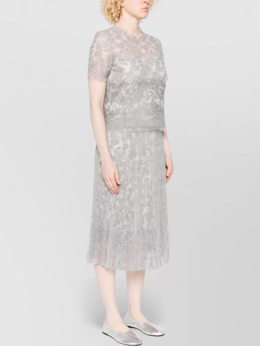 Ermanno Scervino Floral Lace Short-Sleeve Blouse