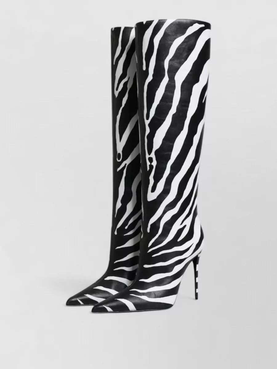 Dolce&Gabbana Leather Zebra-Print Knee-High Boots