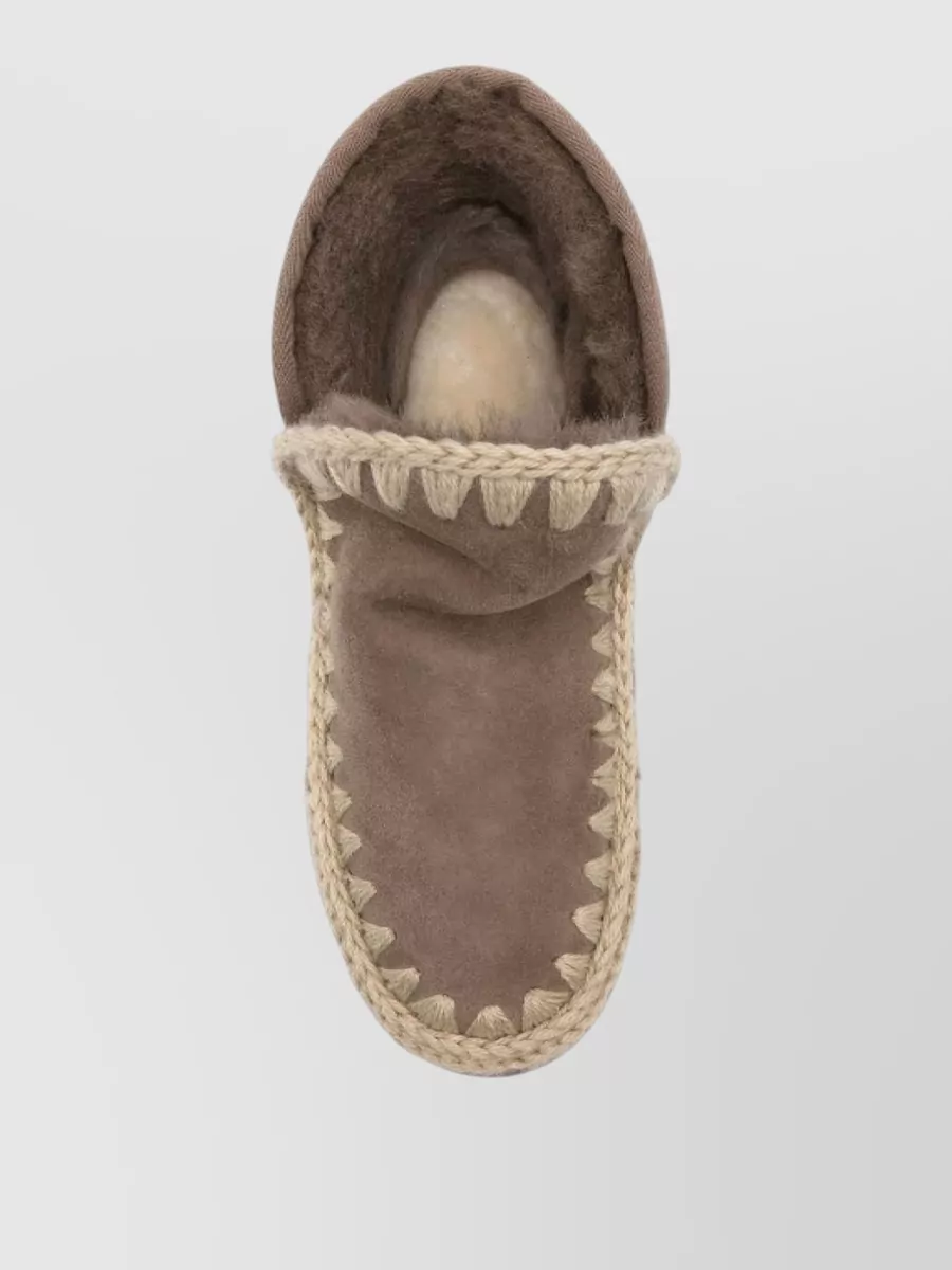 Mou Shearling Platform Ankle Boots