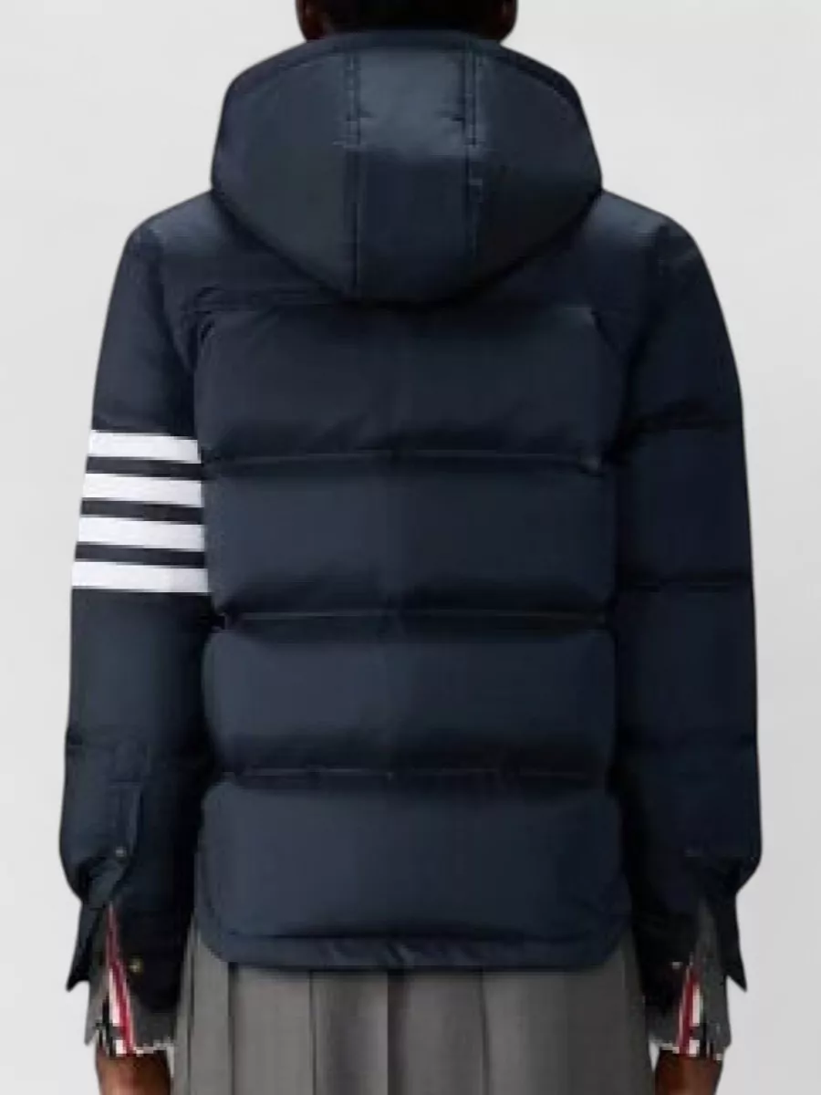 Thom Browne Down Hooded Shirtdress Ripstop Striped Sleeves