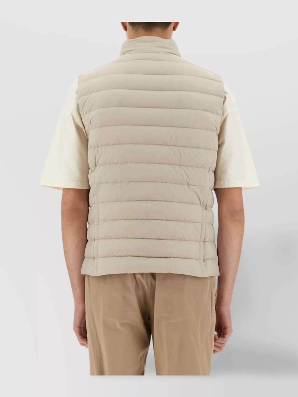 Moorer Quilted High Collar Sleeveless Jacket With Pockets