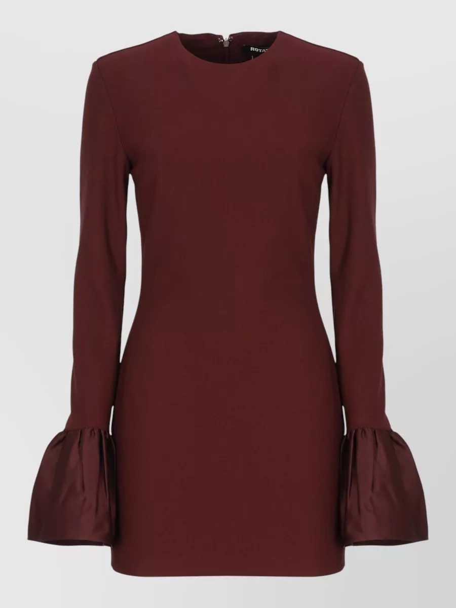 Rotate long-sleeve round-neck mini dress