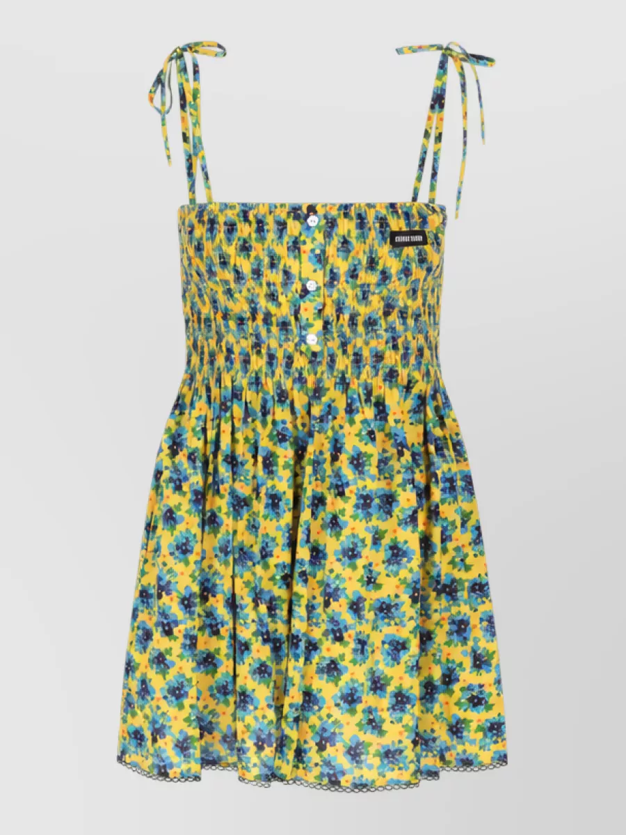 Miu Miu Silk Floral Print Sleeveless Mini Dress
