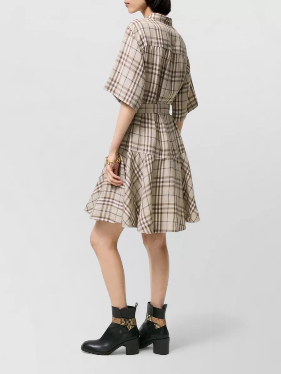 Burberry Embroidered Linen Blend Short Dress