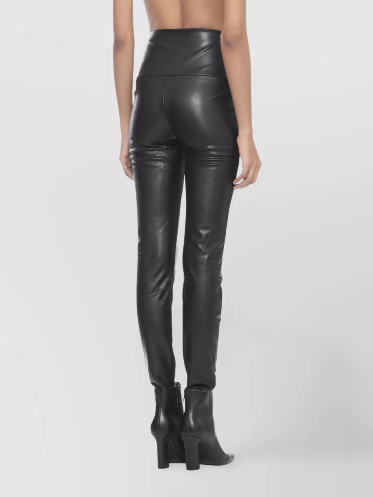 Norma Kamali High-Waisted Eco Leather Slim Fit Trousers