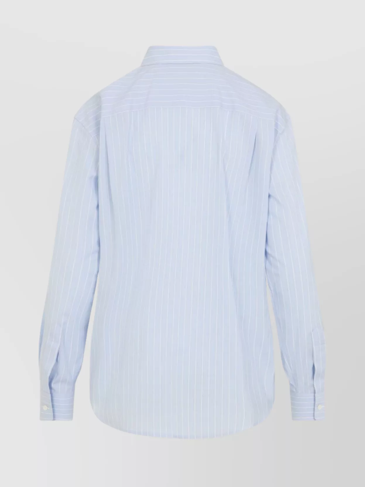 Celine Women Wide-sleeved Cotton Poplin Shirt With Stripes In Blue