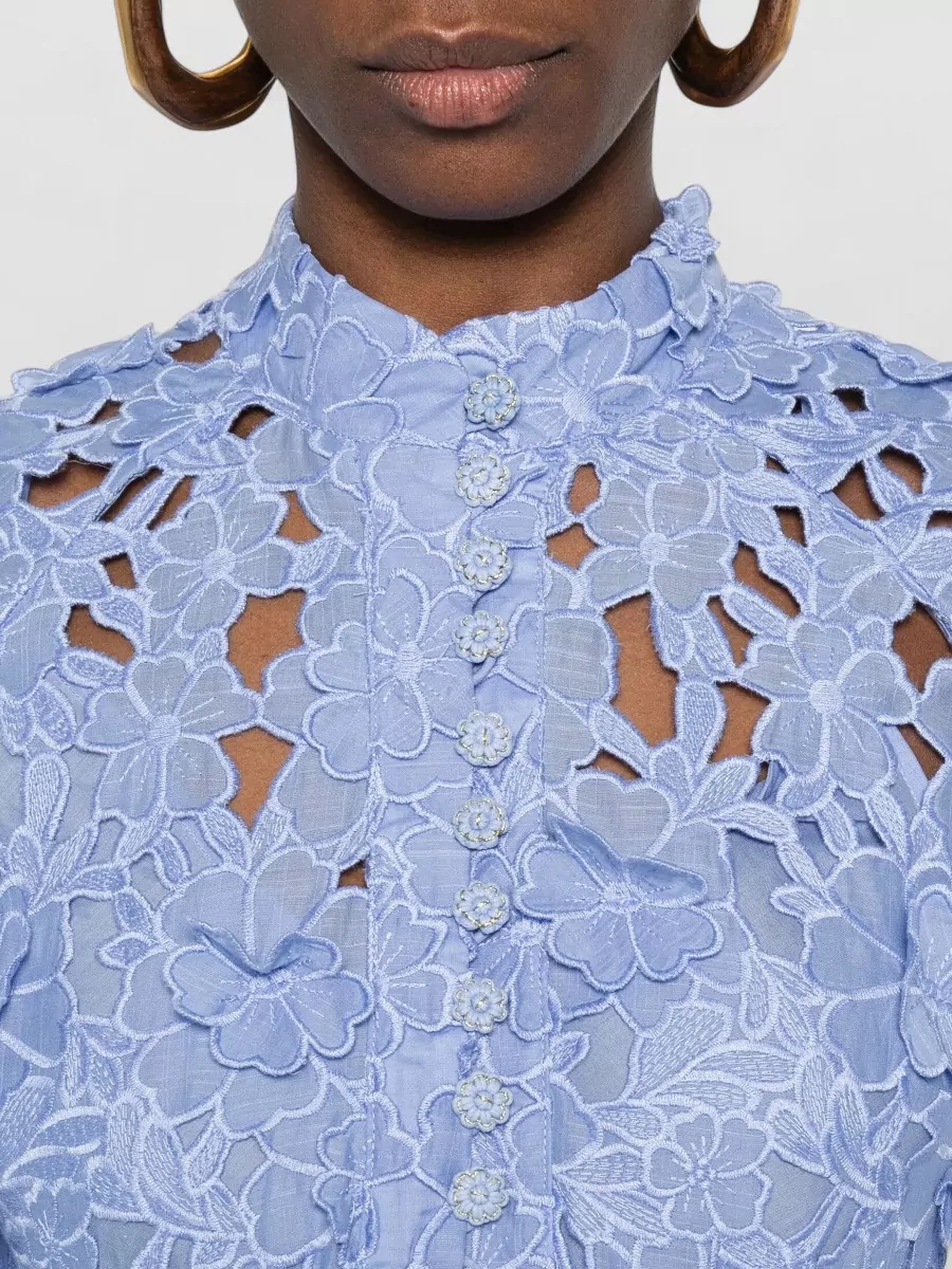 Zimmermann Embroidered Long Sleeve Mini Dress