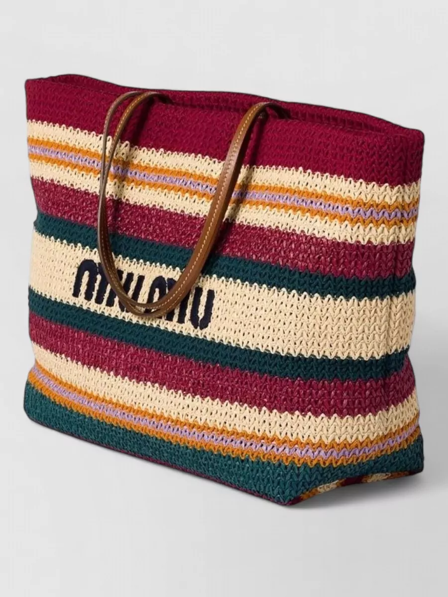 Miu Miu Raffia Cotton Beach Bag