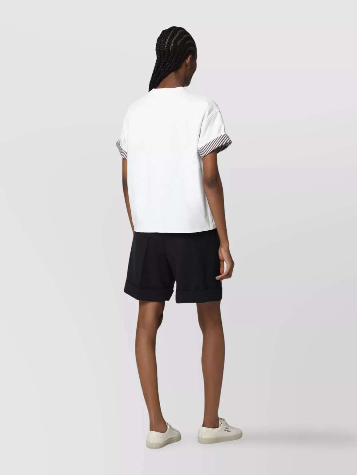 Bottega Veneta Ribbed Crew-Neck T-Shirt Striped Cuffs