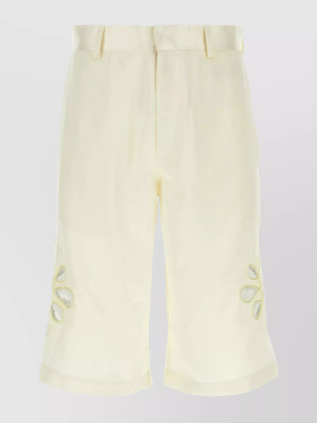 Bluemarble Satin Bermuda Shorts Featuring Floral Embroidery In Gray