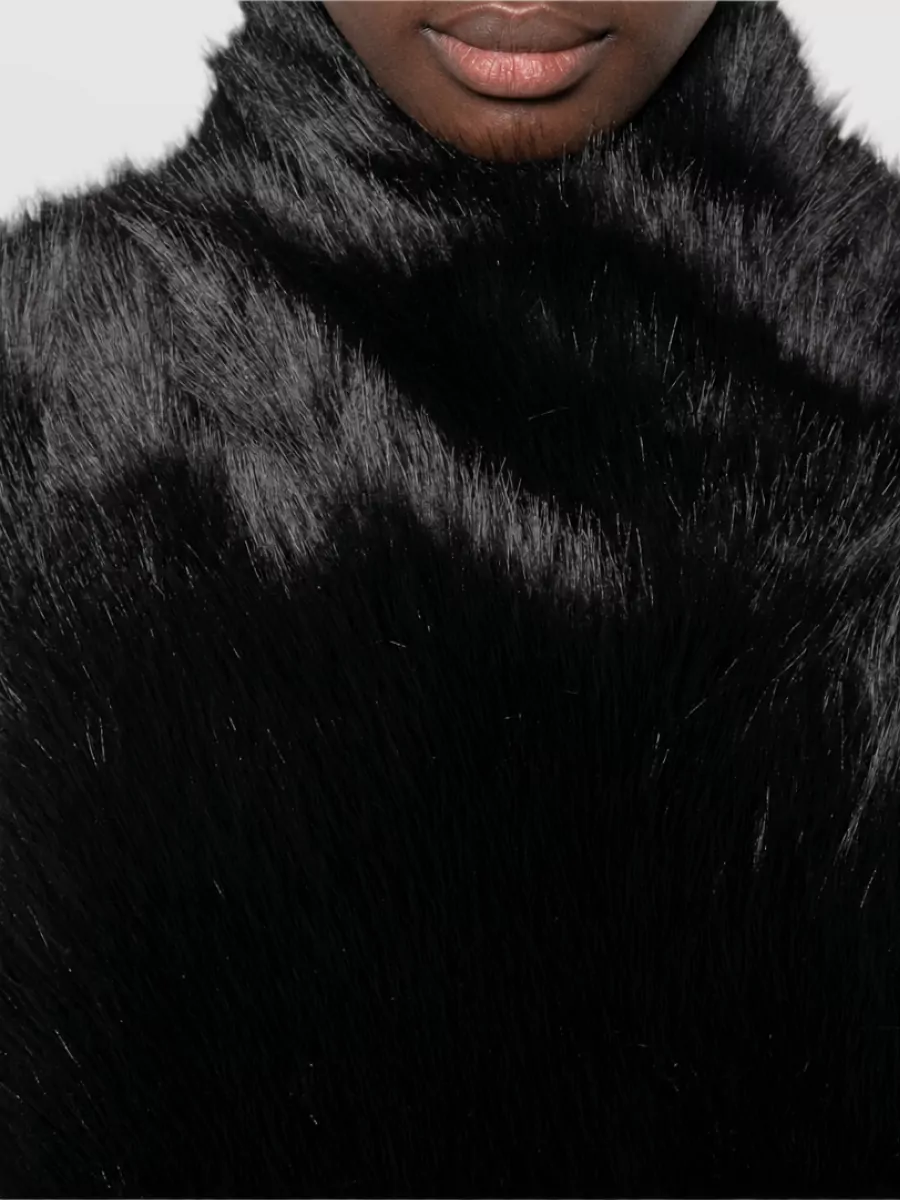 Bb Couture Faux Fur Funnel Neck Jacket