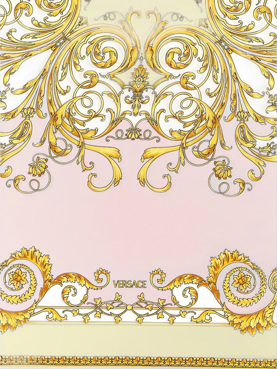 Versace Barocco Square Scarf Baroque Pattern Rolled Edges