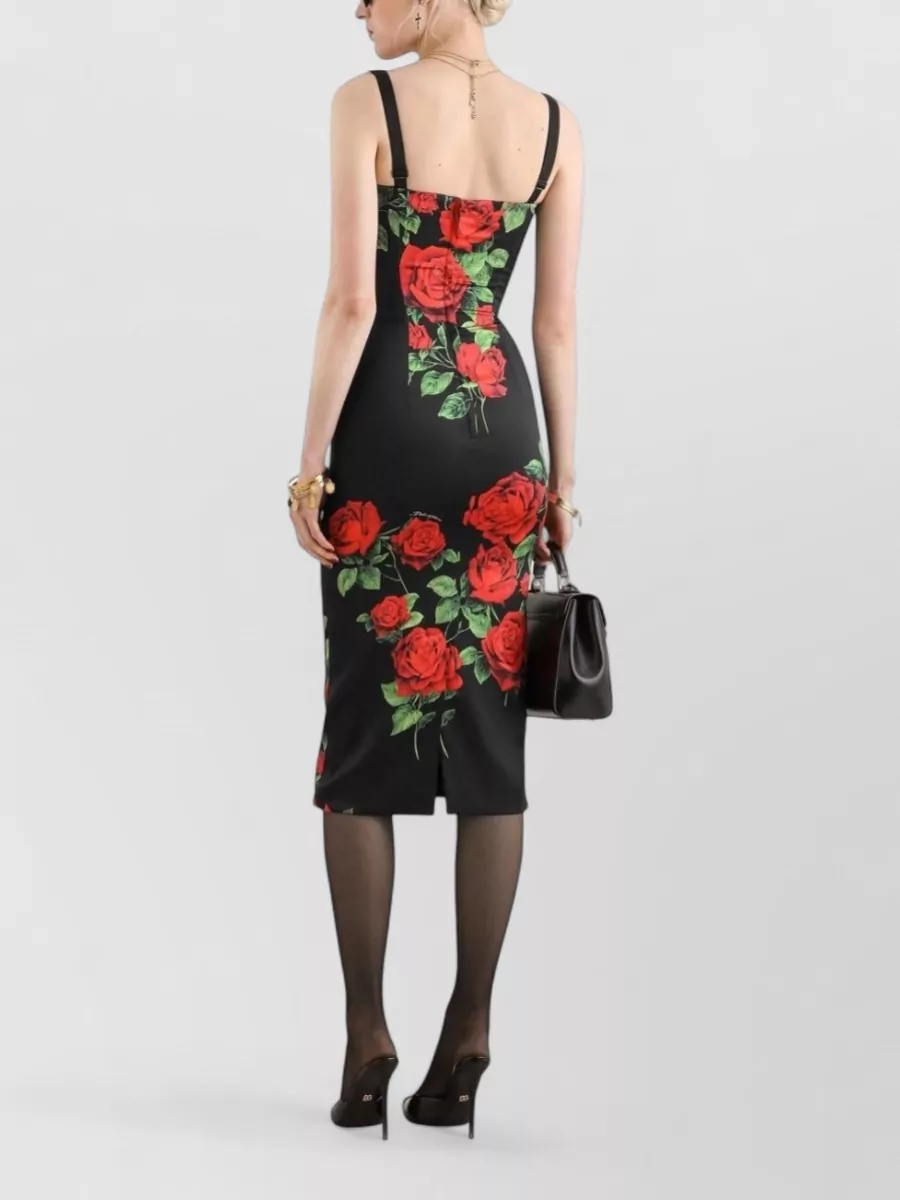 Dolce&Gabbana Silk Rose Print Midi Dress