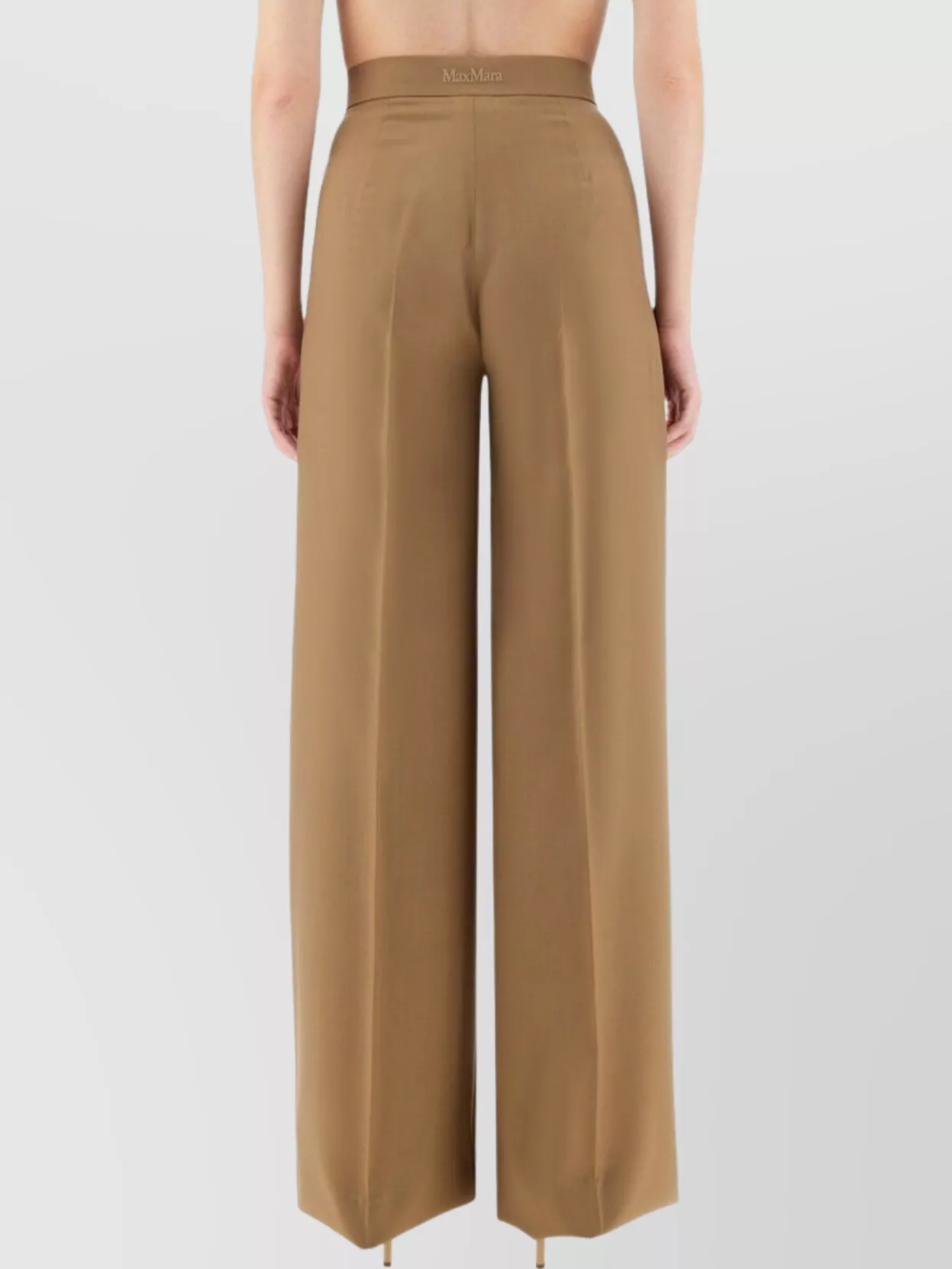 Max Mara High Waist Wide Leg Trousers Fernet In Brown