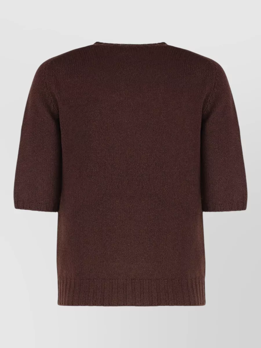 Fabiana Filippi Cashmere Silk Virgin Wool Short-Sleeve Cutout Embellished Sweater