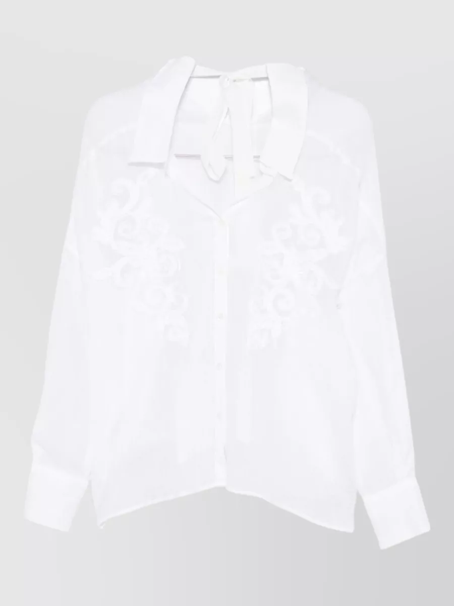 Ermanno Firenze Embroidered Long-Sleeve Blouse