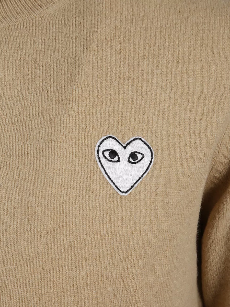 Comme Des Garçons Play Knit Cardigan Cuffs Ribbed Hem